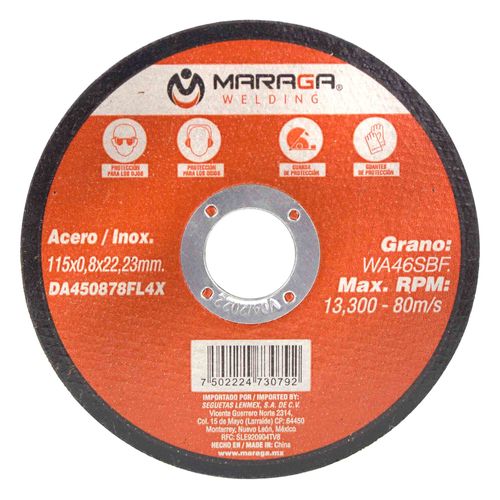 DiscoAbrasivo de 4-1/2" Grosor 7/8" Eje 7/8" Maraga