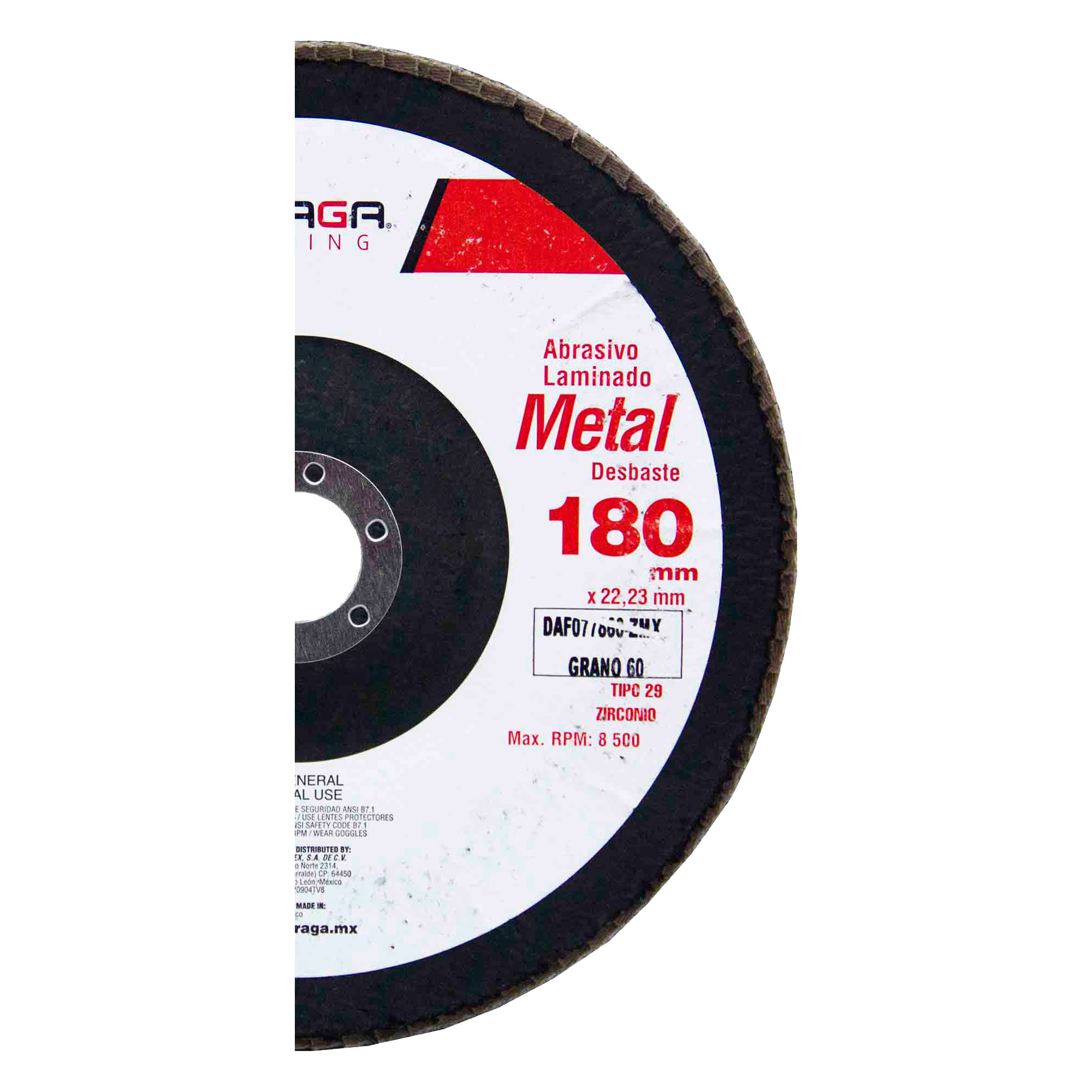 Disco de láminas base cóncava de fibra de vidrio para desbaste madera-metal,  grano A 60 y Ø 125 / 50